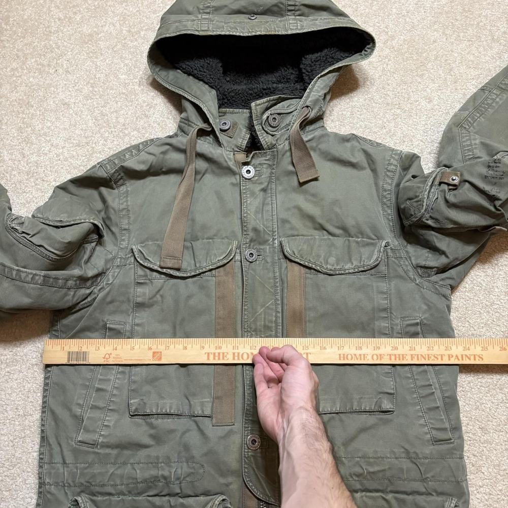 Vtg Gap Jacket Mens Large Green Military Cold Weather Parka Canvas Hooded 2007 - Picture 6 of 16